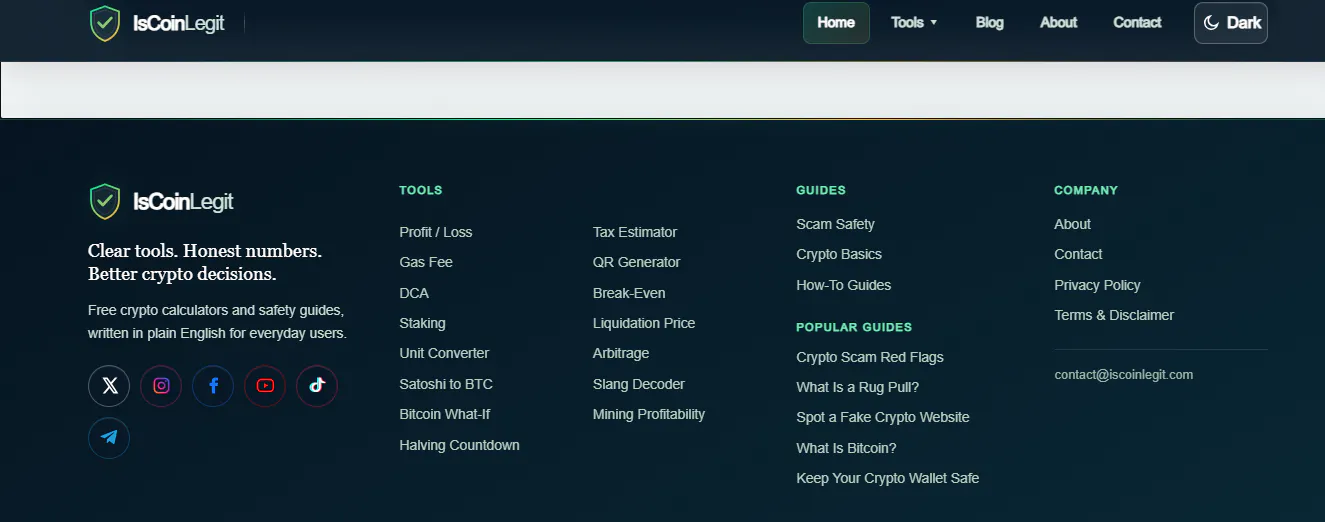 IsCoinLegit — Free Crypto Calculators... gallery image