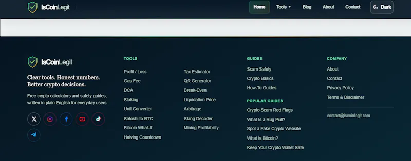 IsCoinLegit — Free Crypto Calculators... screenshot 7
