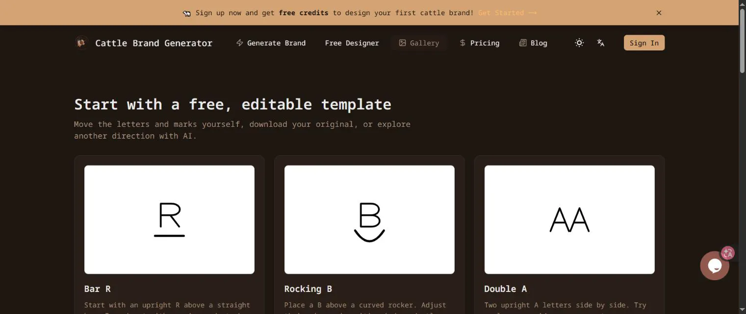 CattleBrandAI Free Designer gallery image