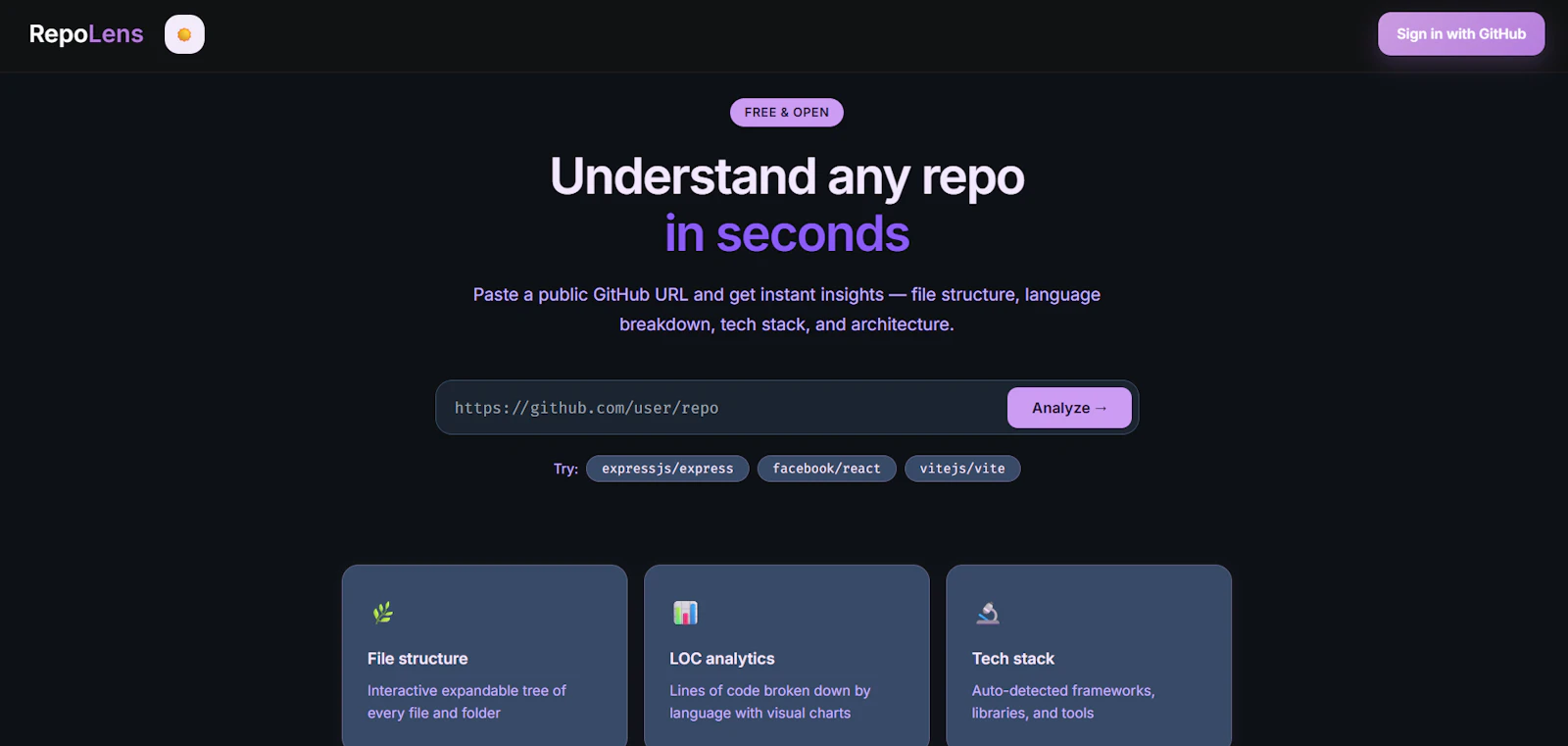 RepoLens screenshot 1