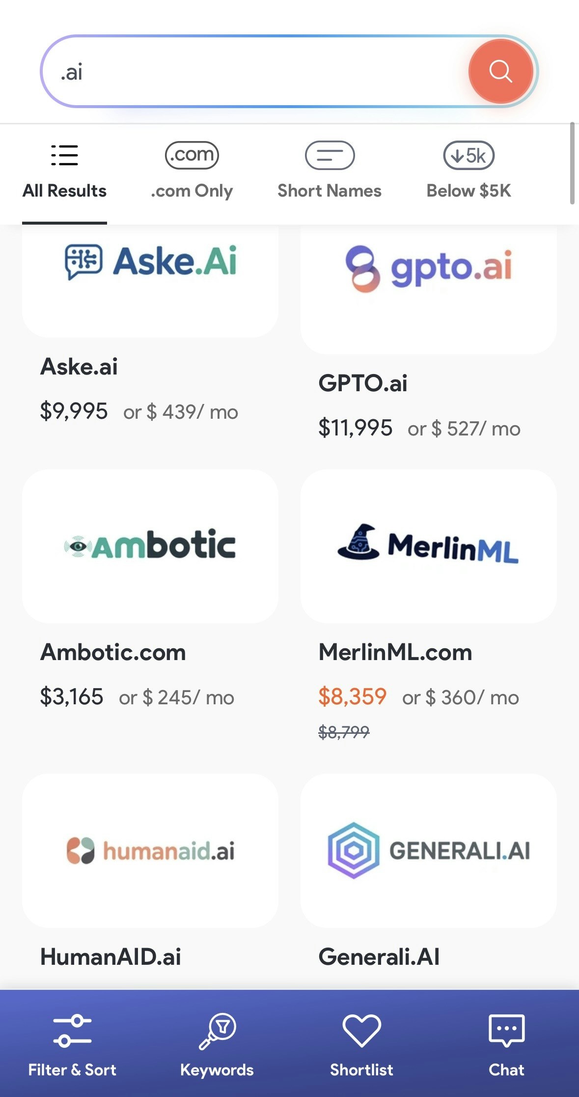 Domain Name Market - BrandAim.com - Screenshot 5 showing product features and functionality