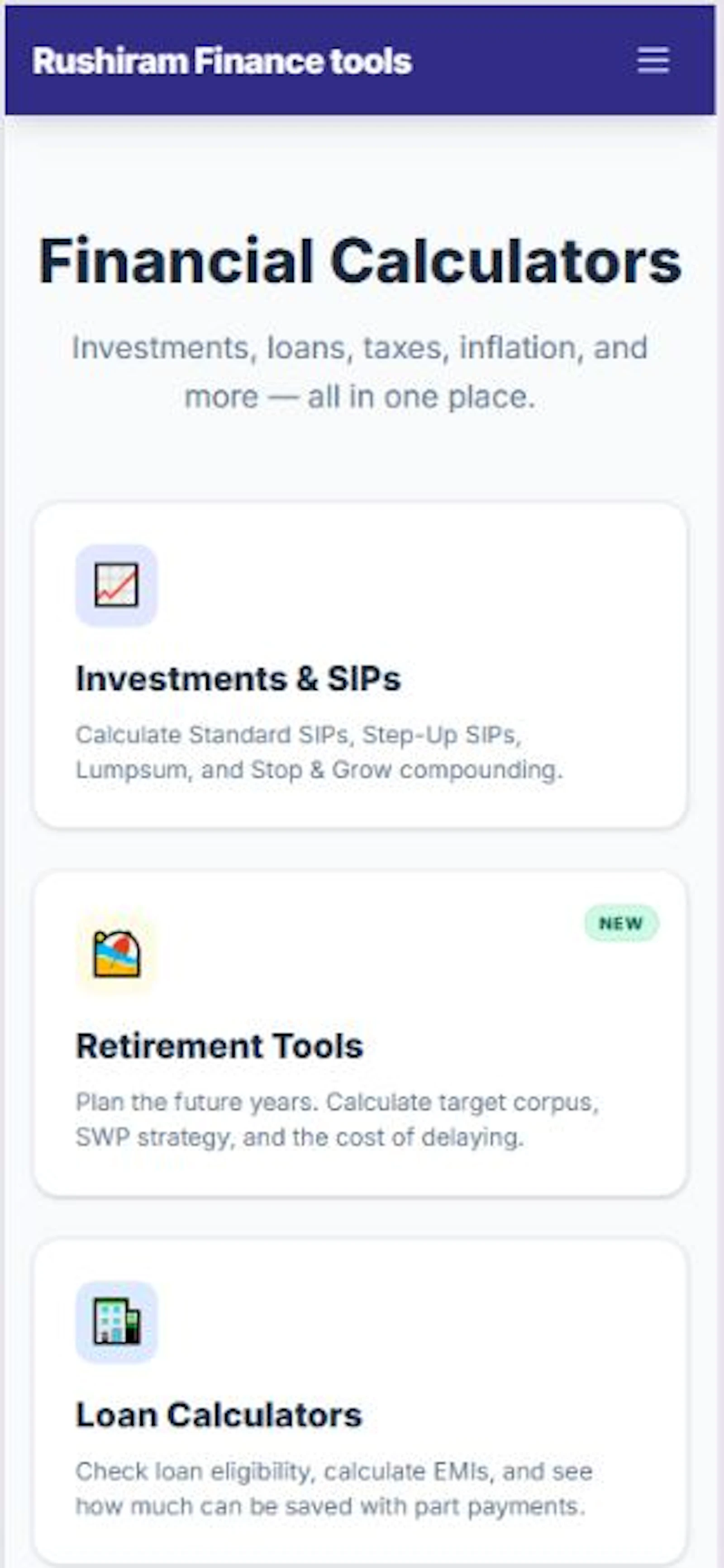 Rushiram Finance Tools 2.0 screenshot 1