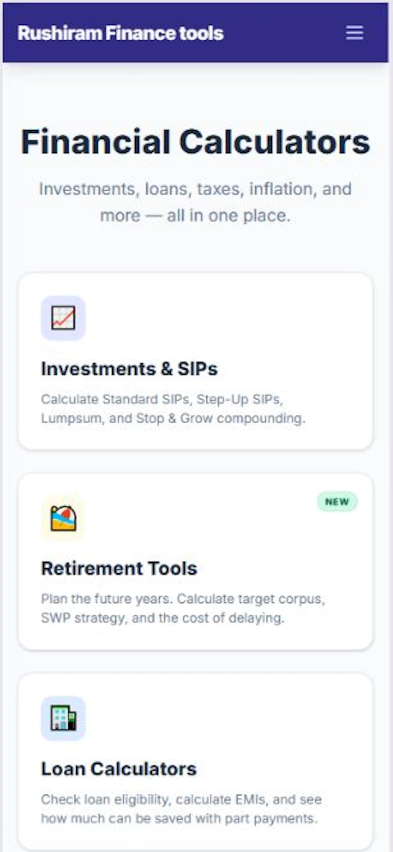 Rushiram Finance Tools 2.0 screenshot 1