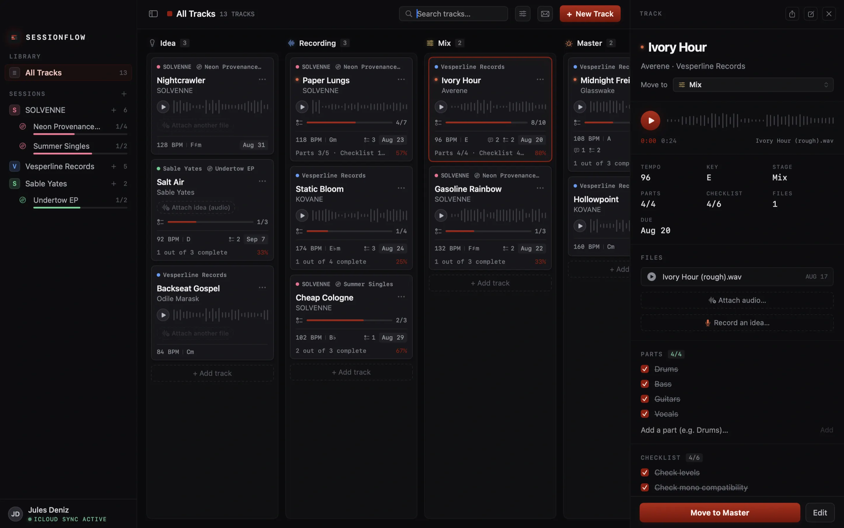 SessionFlow - Song Tracker screenshot