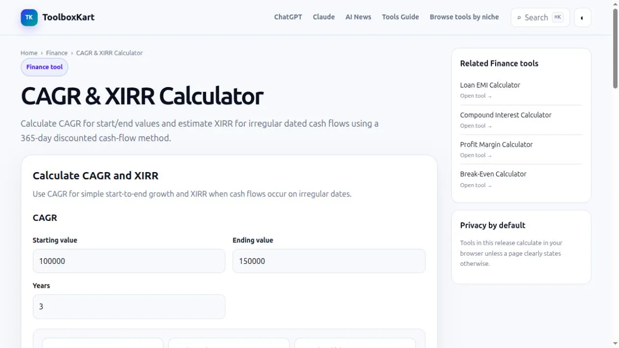 CAGR & XIRR Calculator gallery image