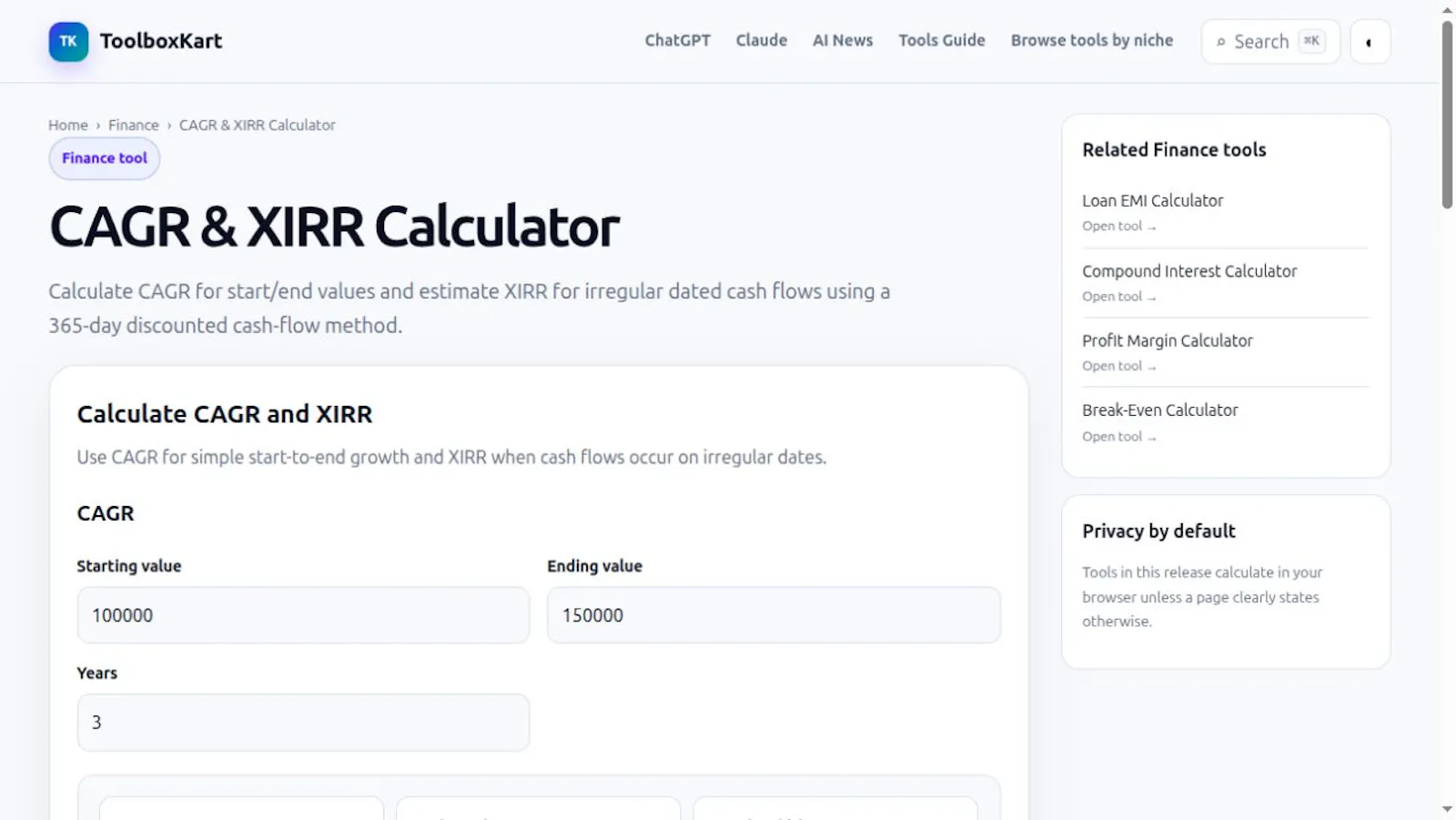 CAGR & XIRR Calculator screenshot 1