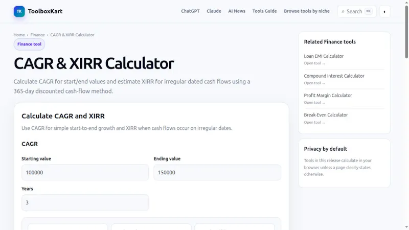 CAGR & XIRR Calculator screenshot 1