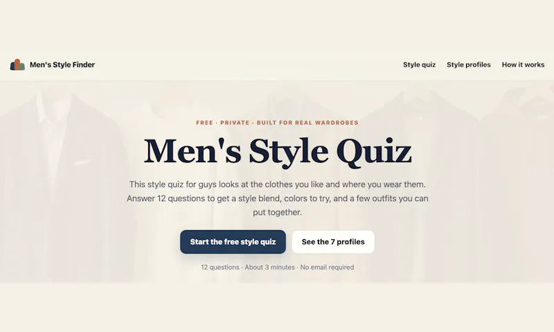 Men's Style Quiz screenshot 1