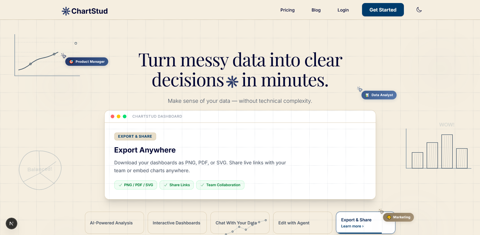 startuptile ChartStud-Turn messy data into clear decisions in minutes