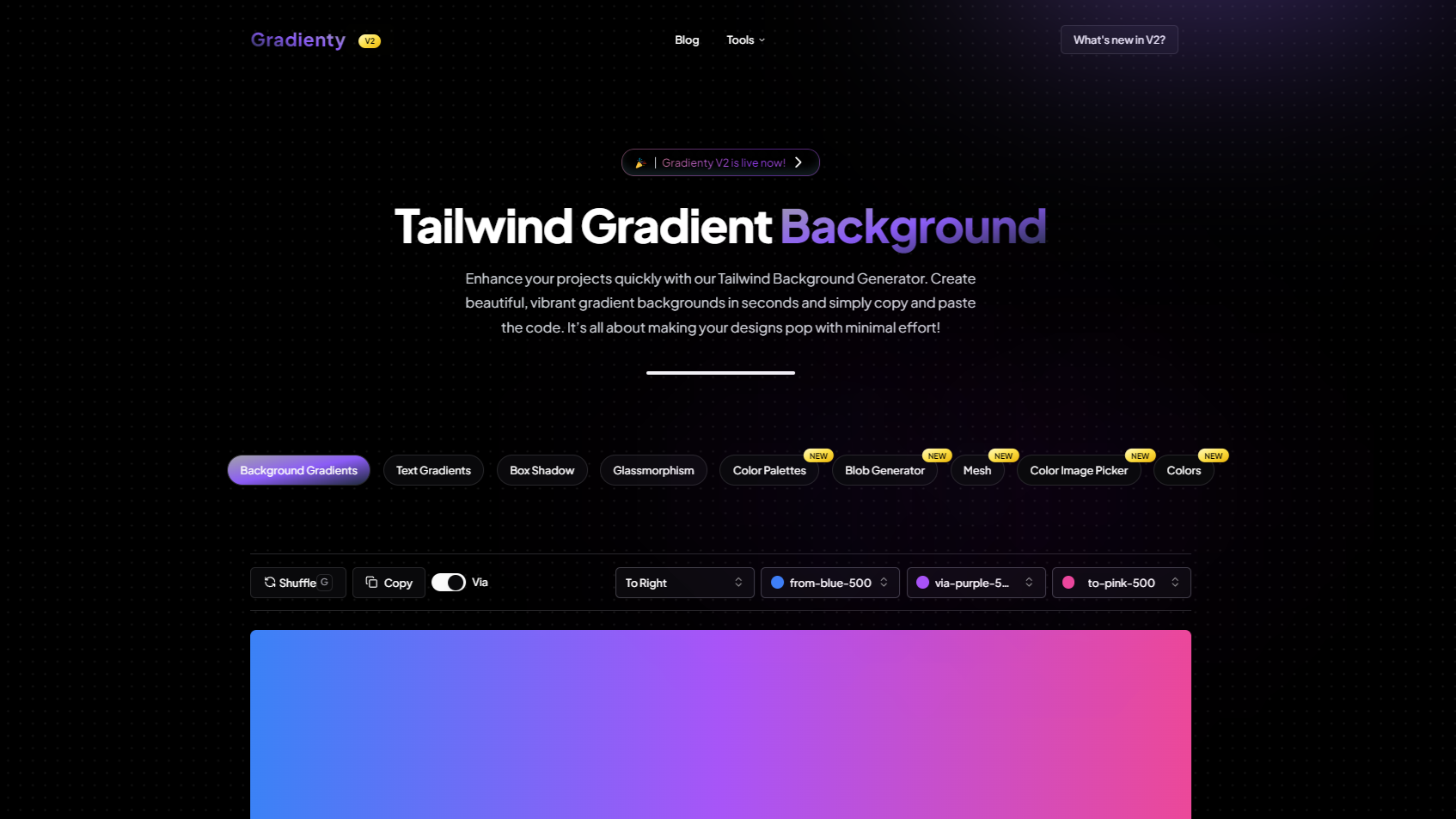 Gradienty 2.0 - CSS gradyanları, metin, gölgeler ve paletler kolayca oluşturun medya 2