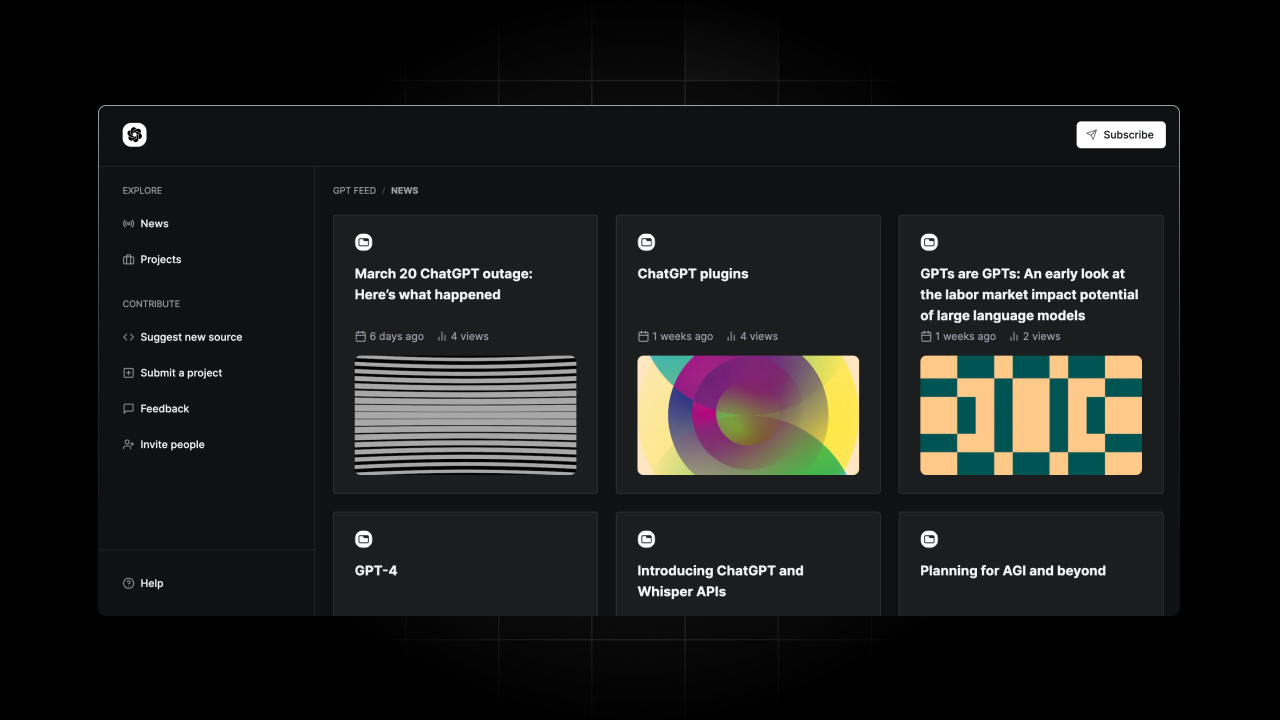 Mídia 1 de GPT Feed - Sua dose diária de ChatGPT, AI News e IA Projects