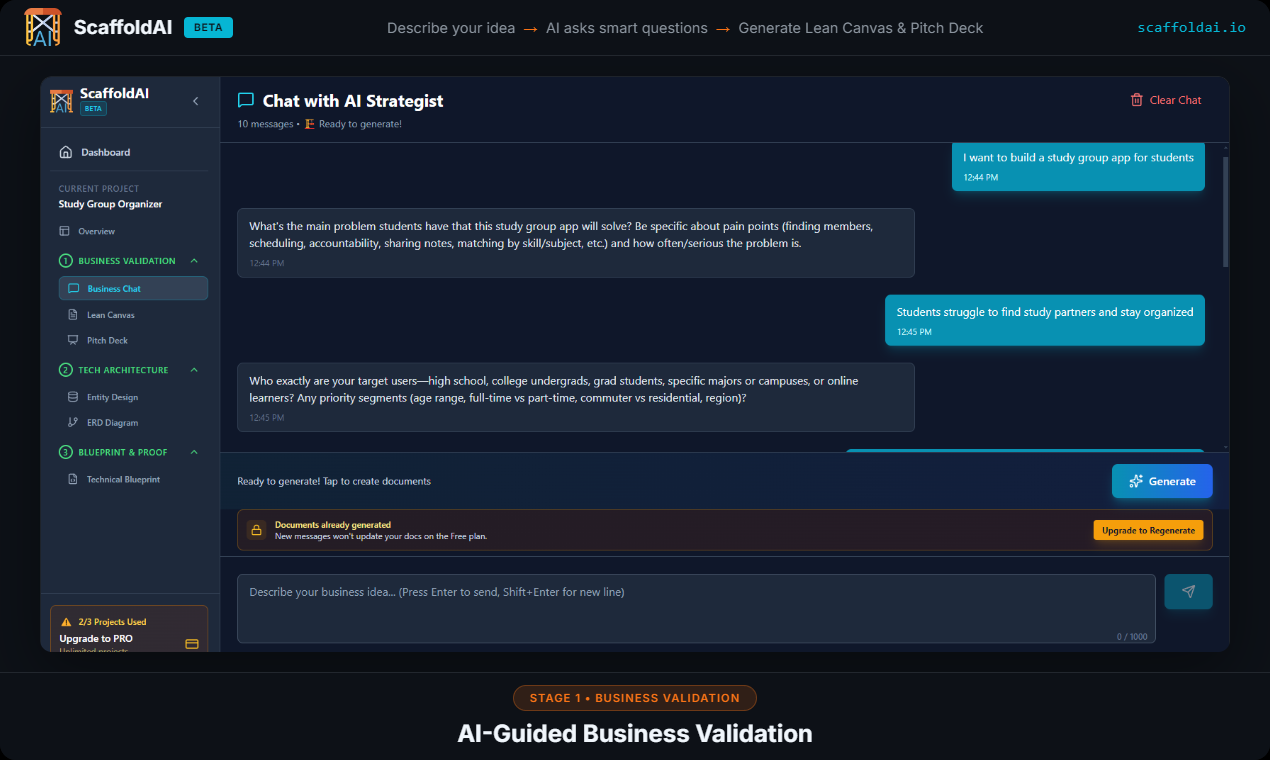 ScaffoldAI - Screenshot 2 showing product features and functionality