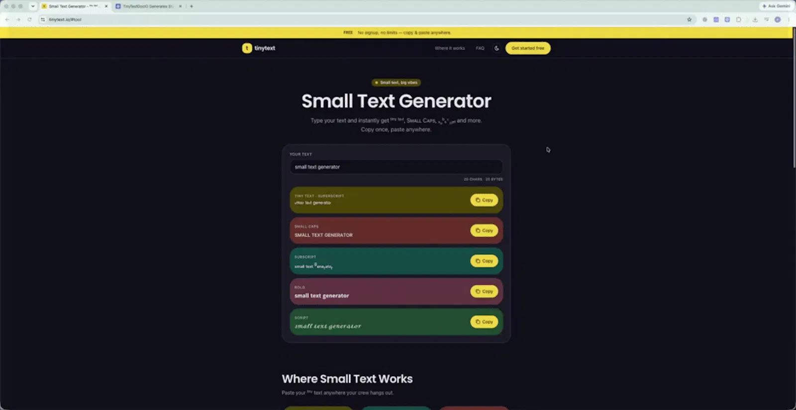 TinyText.io screenshot 1 (video preview)
