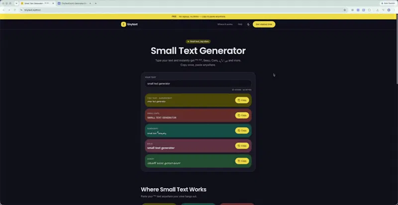 TinyText.io screenshot 1 (video preview)
