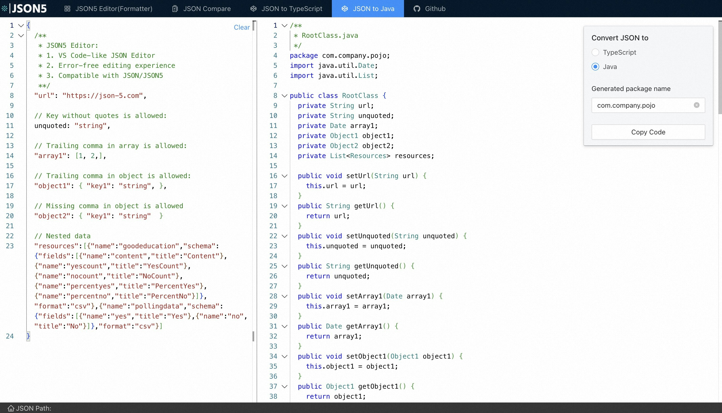 JSON to TypeScript Generator gallery image