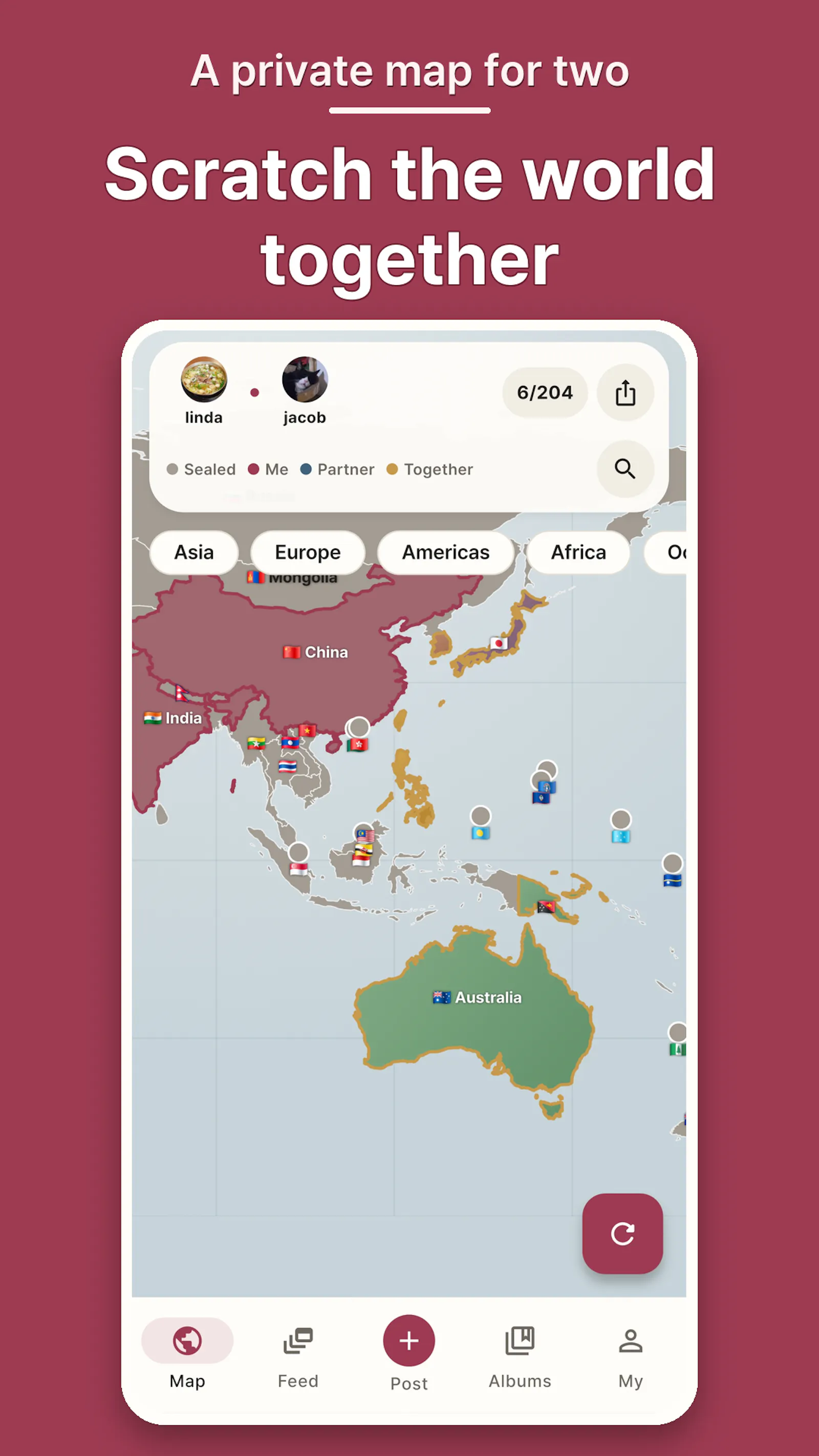 Scratchy Us — A world map for two screenshot 2
