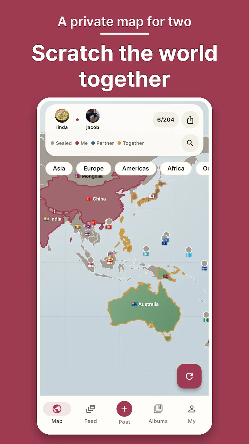 Scratchy Us — A world map for two screenshot 2