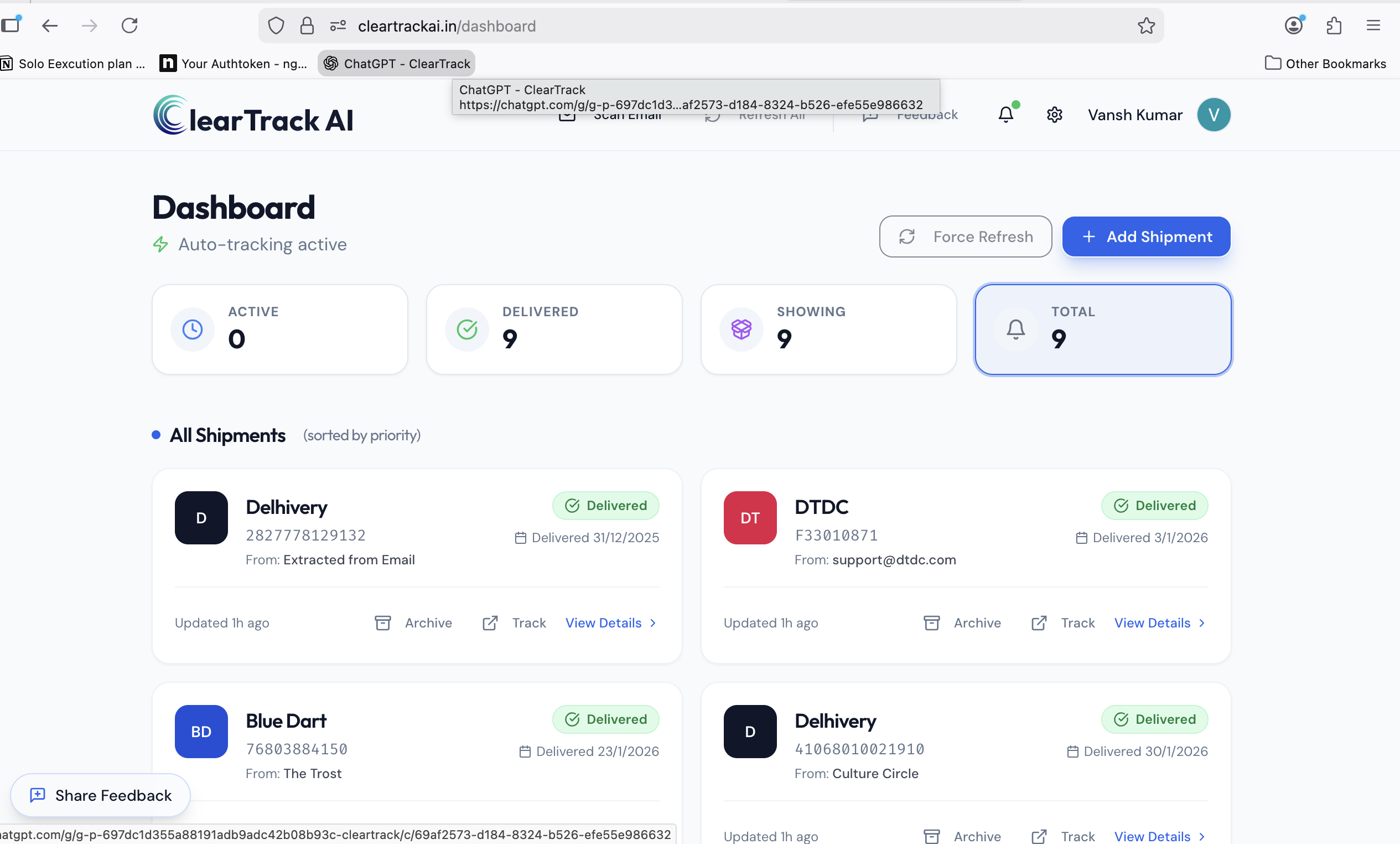 ClearTrack - Main product screenshot demonstrating key features and user interface