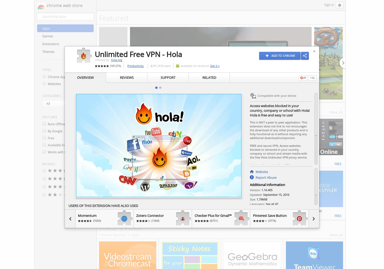 Hola Free VPN - Chrome Extension media 1