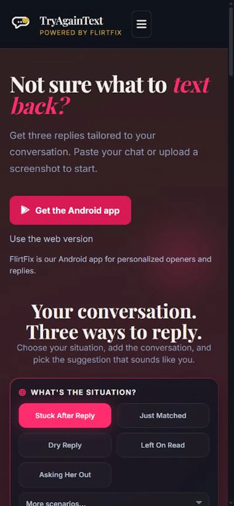 TryAgainText + FlirtFix screenshot 1