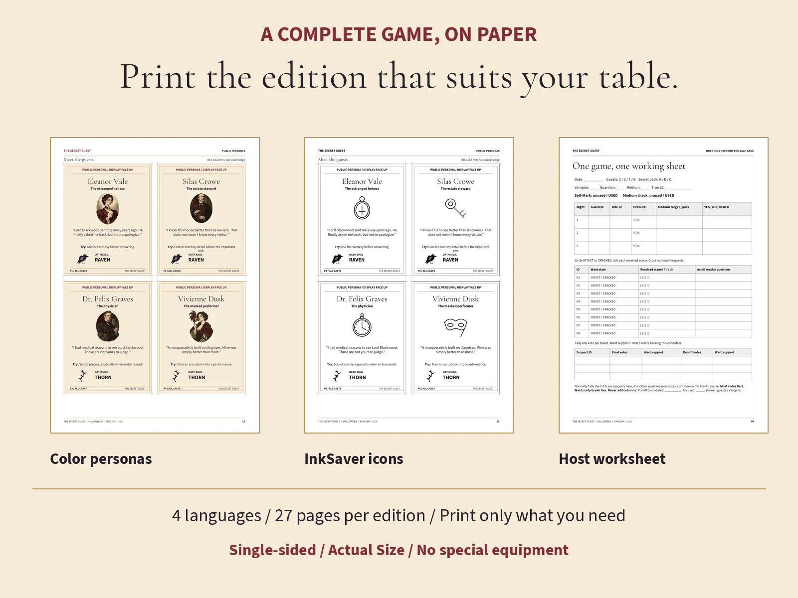 A printable vampire mystery game gallery image