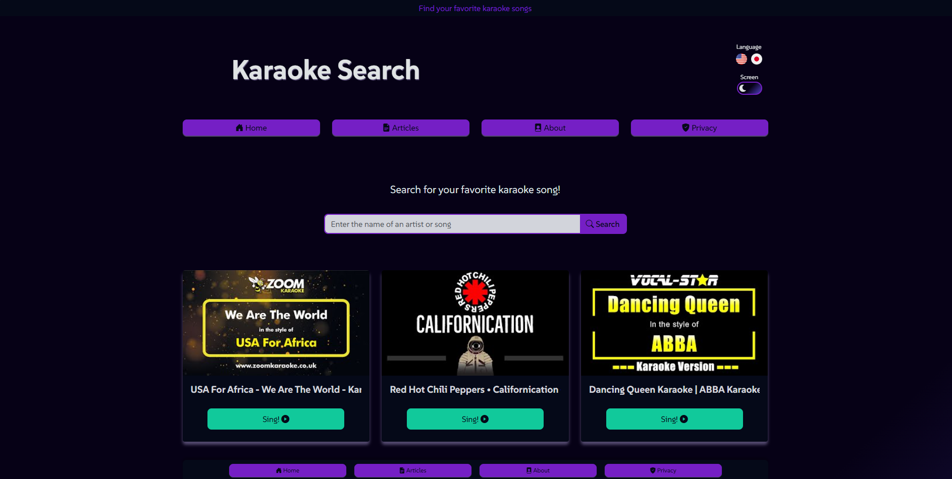 Media Carian karaoke 1