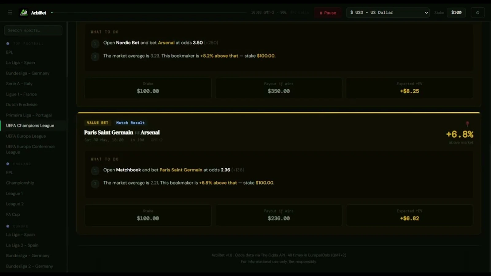 ArbiBet — Find Guaranteed Arbitrage Bets screenshot 1 (video preview)