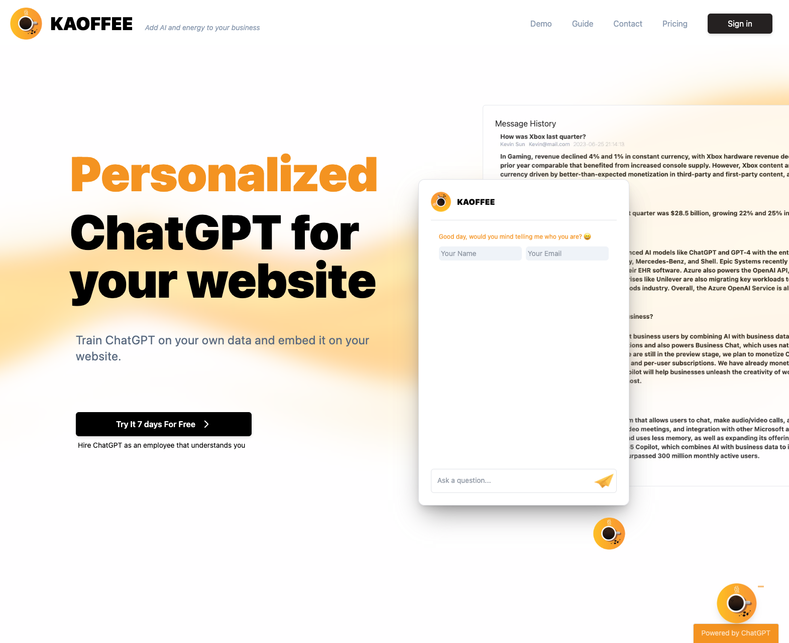 startuptile Kaoffee-An elegant AI powered chat module