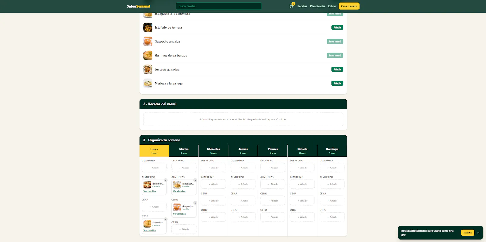 SaborSemanal screenshot 1