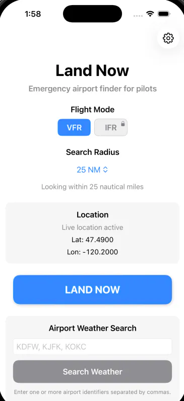 Land Now – Emergency Airport Finder