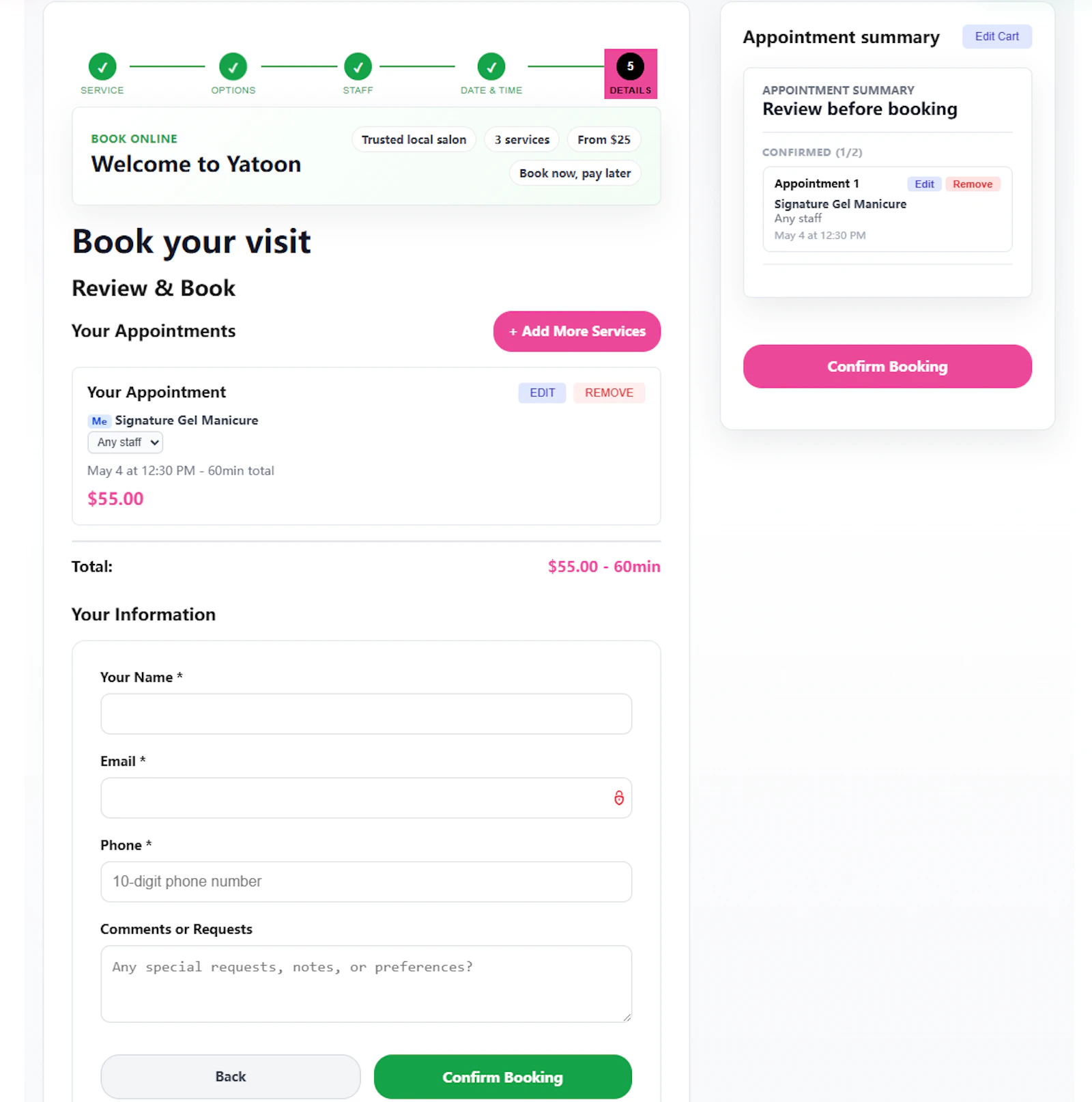 Yatoon Booking for Salons & Spas screenshot 2