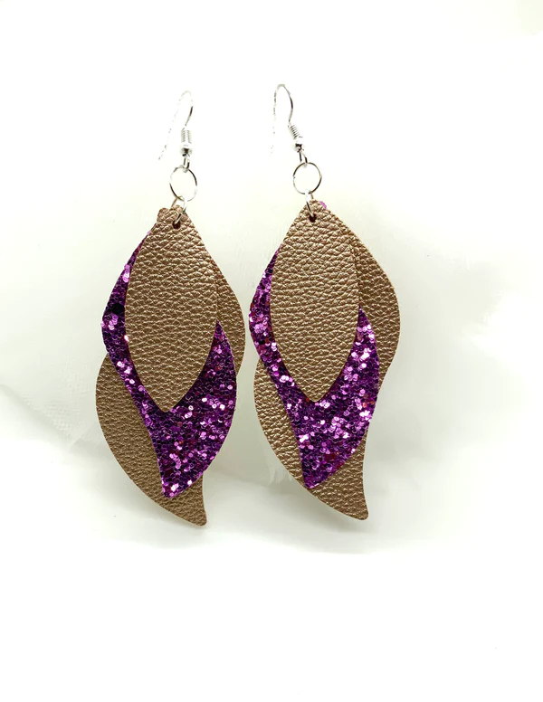 Purple Faux Leather Earrings 