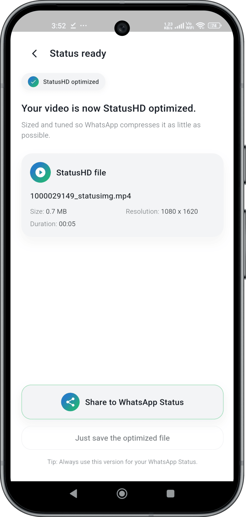 StatusHD Pro - Screenshot 4 showing product features and functionality