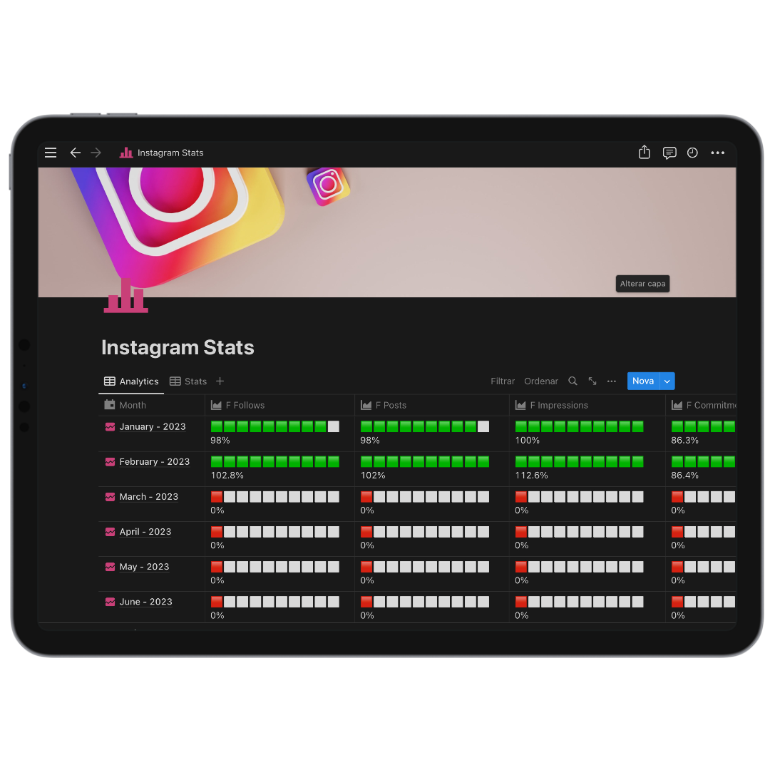 Plantilla de noción - Estadísticas de Instagram - Control en la noción de sus estadísticas de Instagram media 2