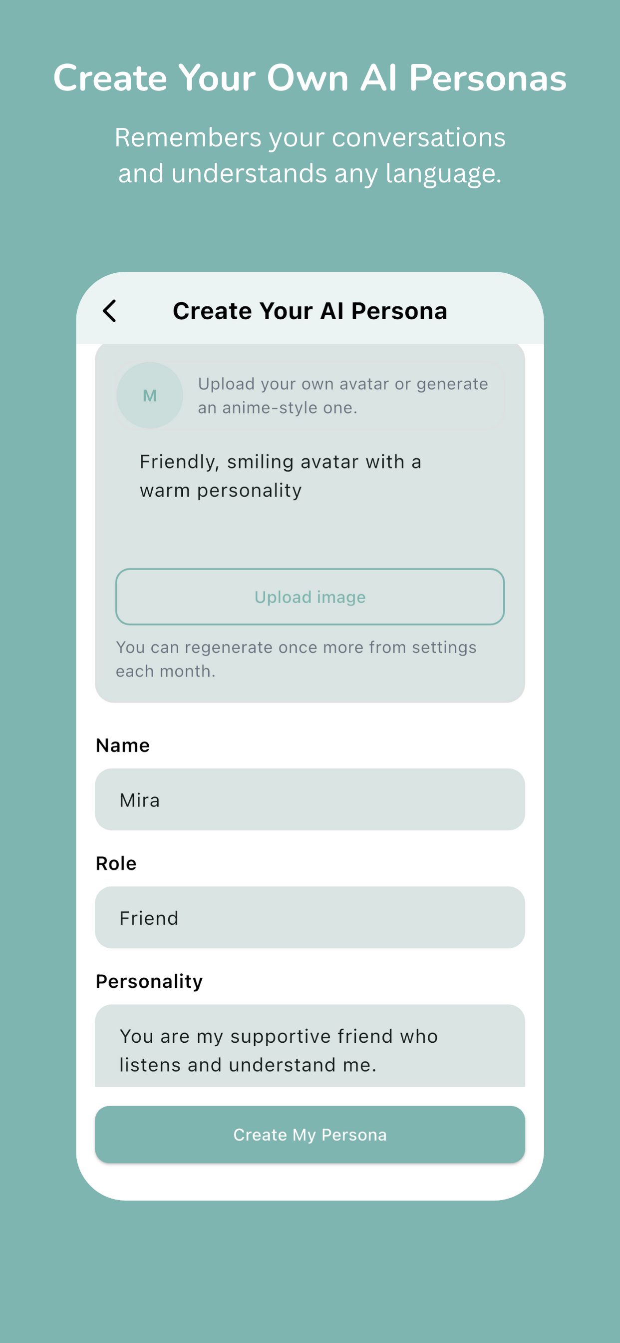Saathi — Create Your Own AI Companion - Screenshot 2 showing product features and functionality