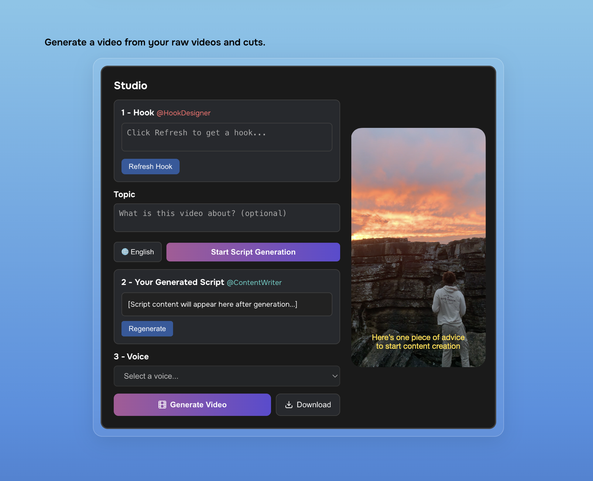 Merra AI - Automated video creation - Screenshot 4 showing product features and functionality