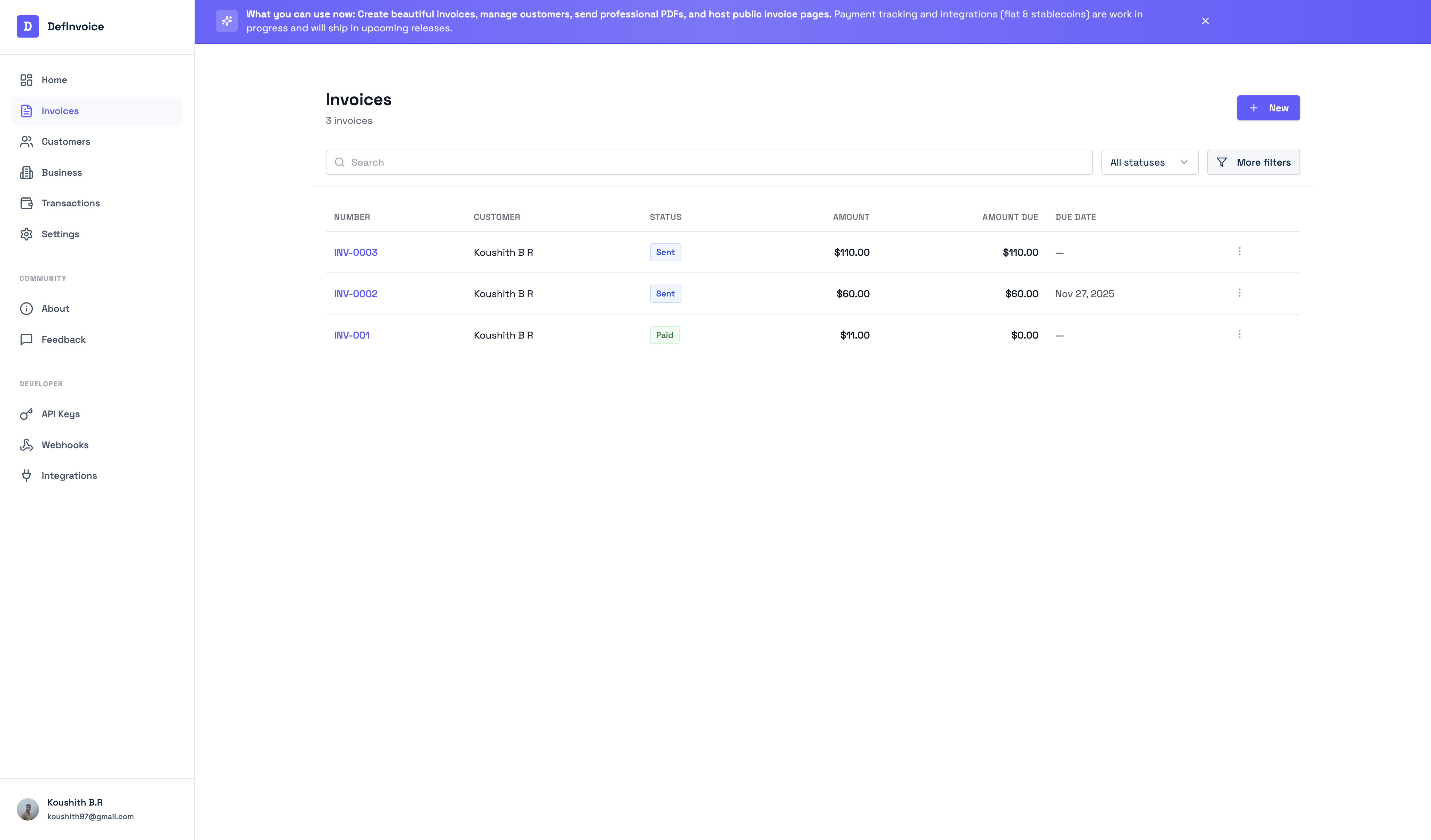 DefInvoice - Screenshot 2 showing product features and functionality