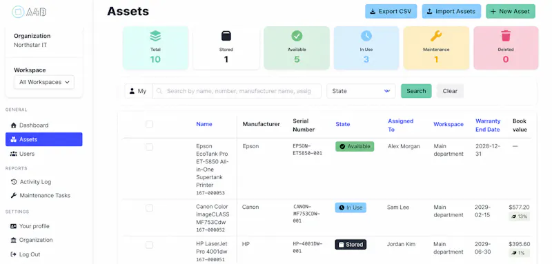 A4B CMMS screenshot 3