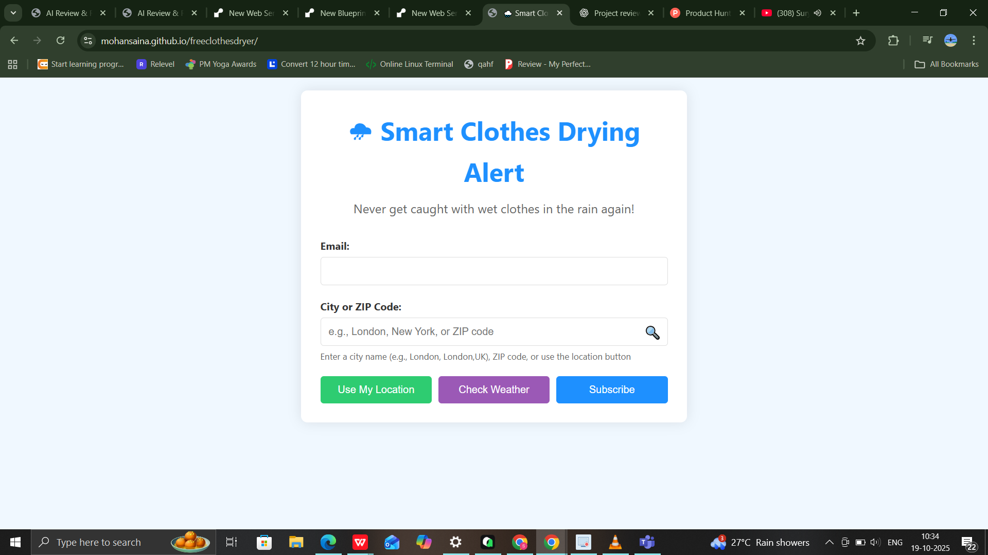🌧 Smart Clothes Drying Alert