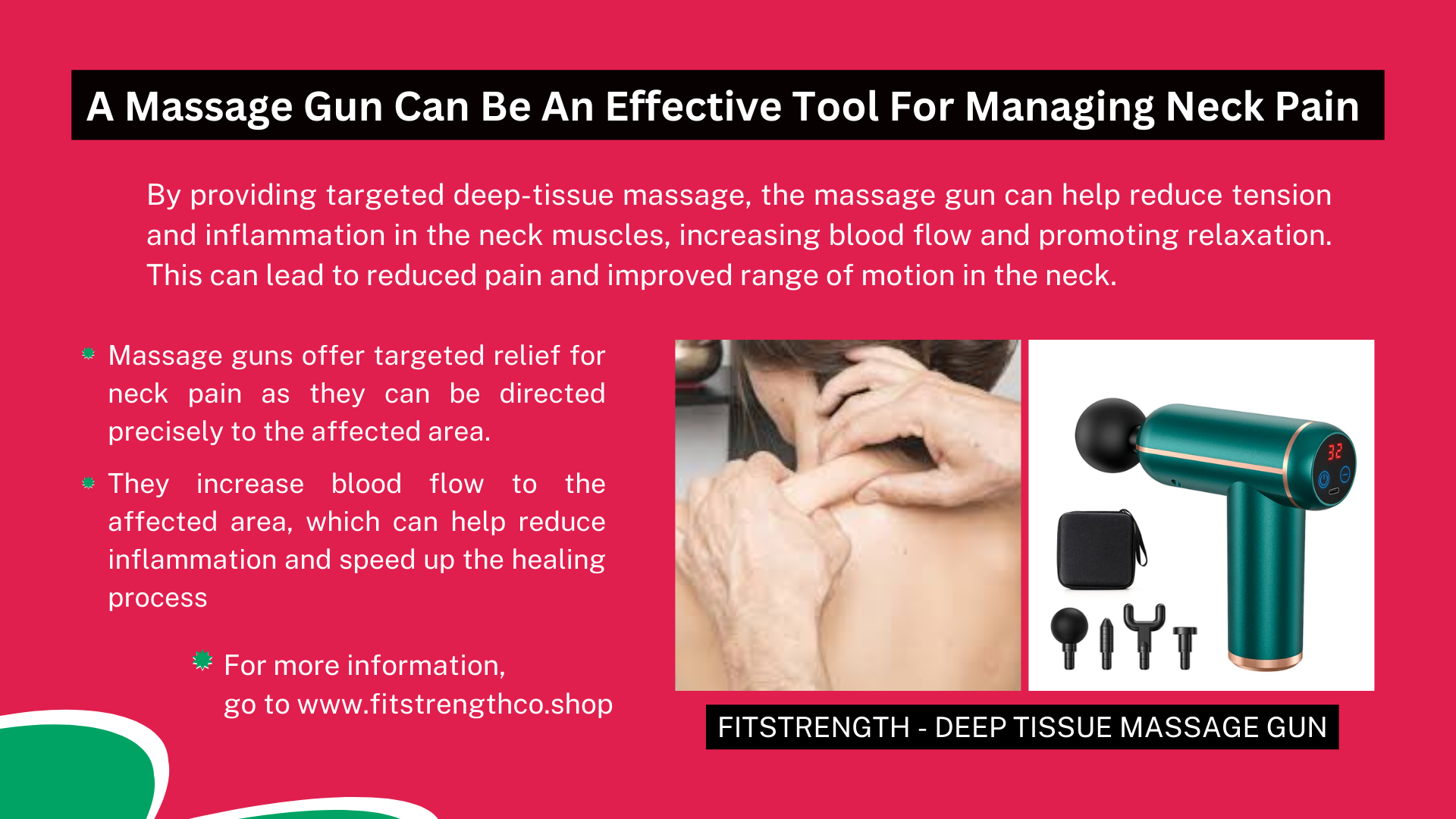 Mídia 1 de FitStrength - Gun de massagem de tecido profundo - Liberar o poder da cura profunda a cada gatilho