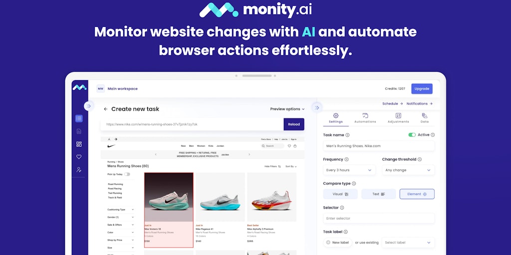 Monitor website changes with AI
