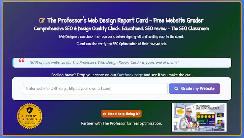 The Professor's Web Design Report Card screenshot 2
