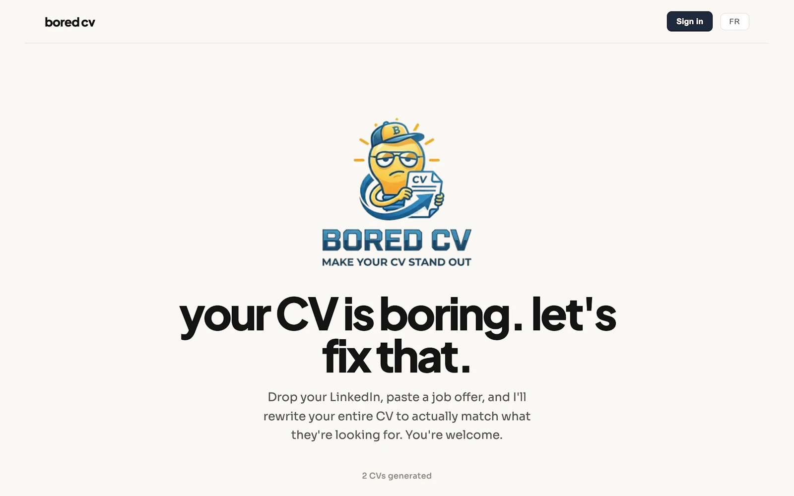 Bored CV screenshot 1