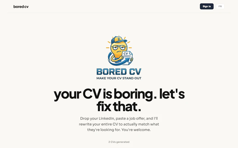Bored CV screenshot 1