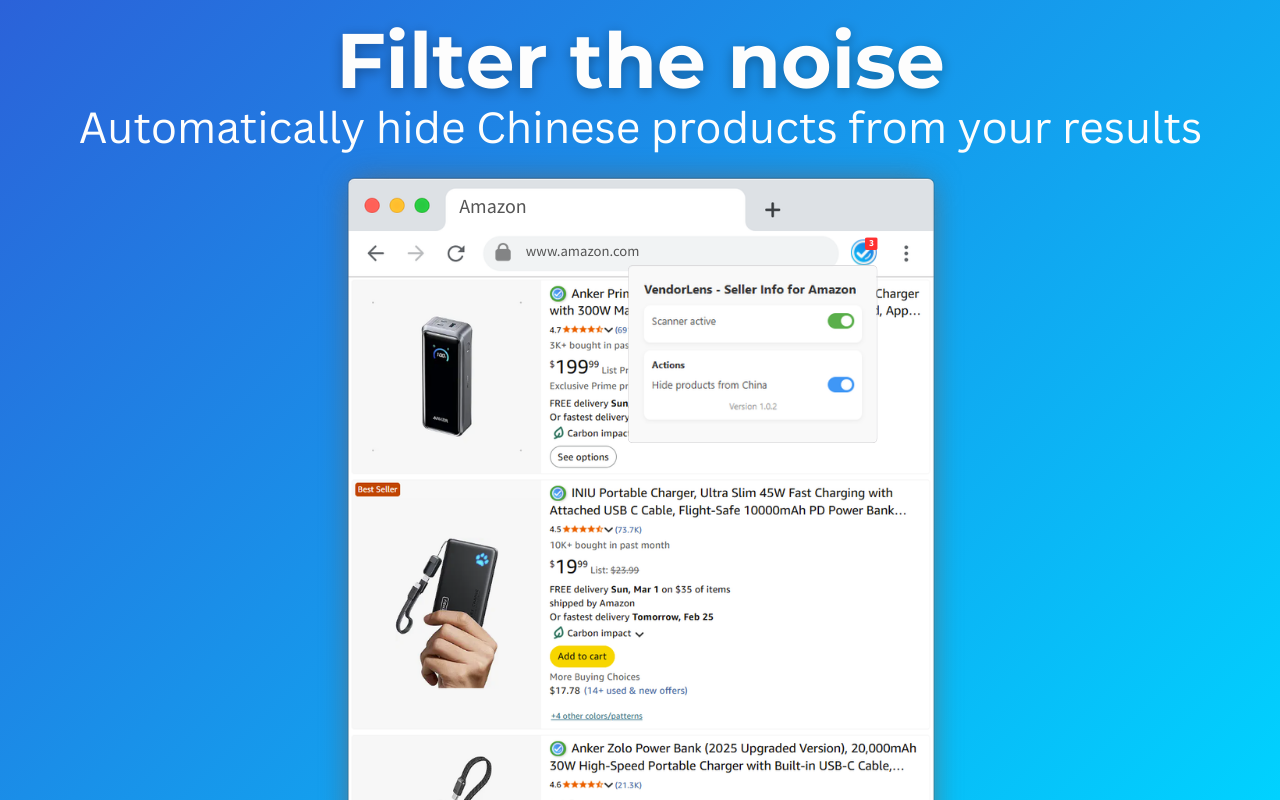 VendorLens - Seller Info for Amazon - Screenshot 3 showing product features and functionality