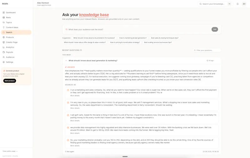 INSEN converts IG Reels into products. screenshot 8