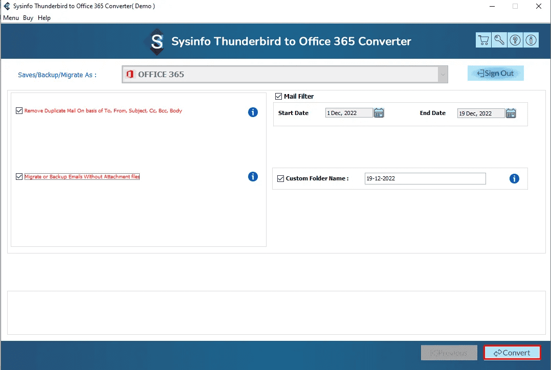 雷鸟到Office 365转换器媒体5