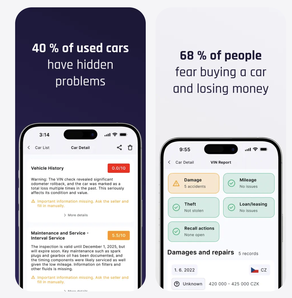 CarScoring - Screenshot 2 showing product features and functionality