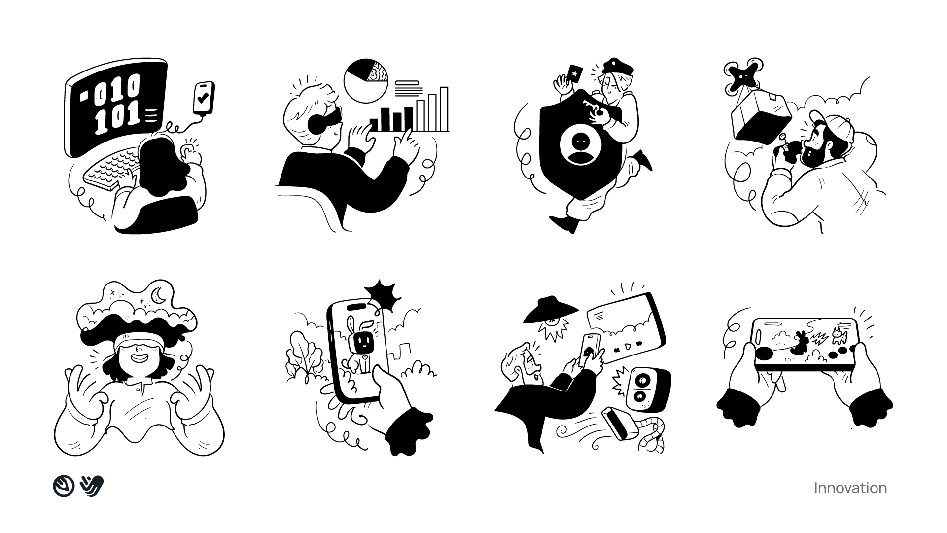 Ilustrações de movimento para noção media 25