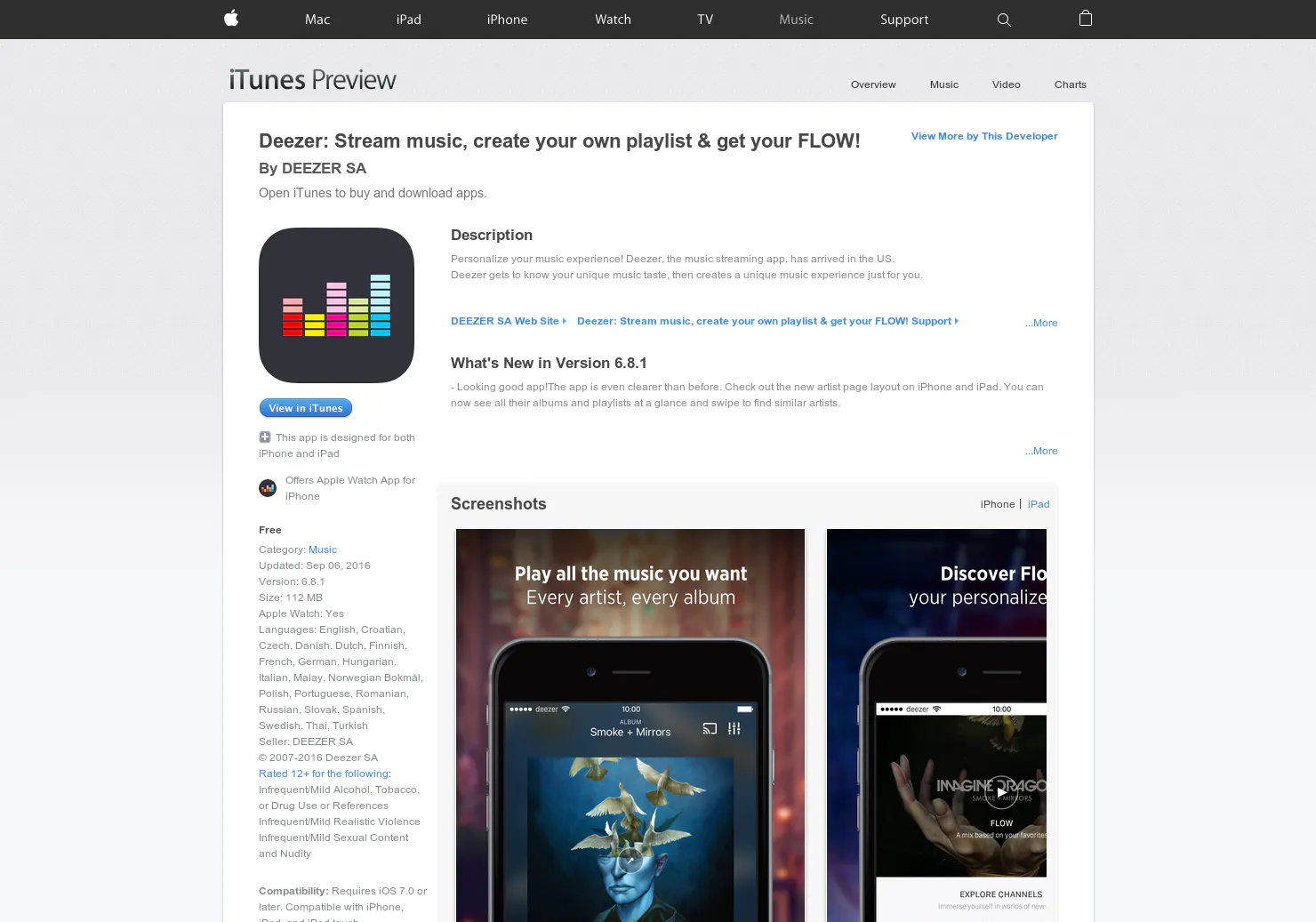 Deezer on iPad
